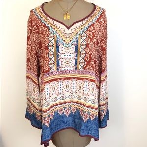 LOVE KYLA Colorful Tunic Blouse Top - L